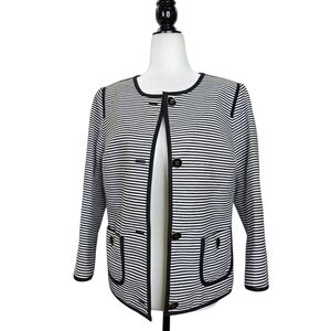 Talbots petite  stripes constructed collarless blazer